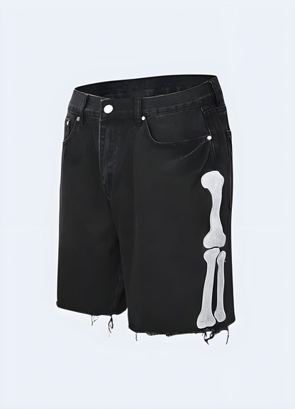 Trendy skeleton shorts for man, perfect for making a bold statement in the UK alternative fashion scene.