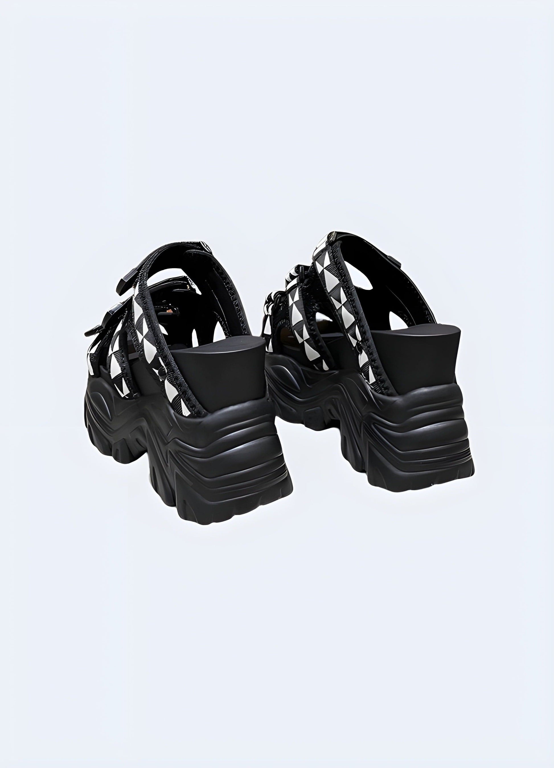 Back view of summer chunky sandals, highlighting the robust sole, secure straps, and fashionable aesthetics suitable for all-day wear and outdoor activities.