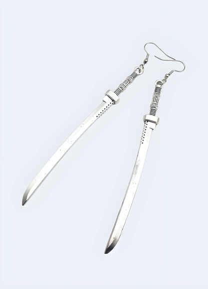 Sword earrings, UK, designed with a sleek and modern aesthetic.