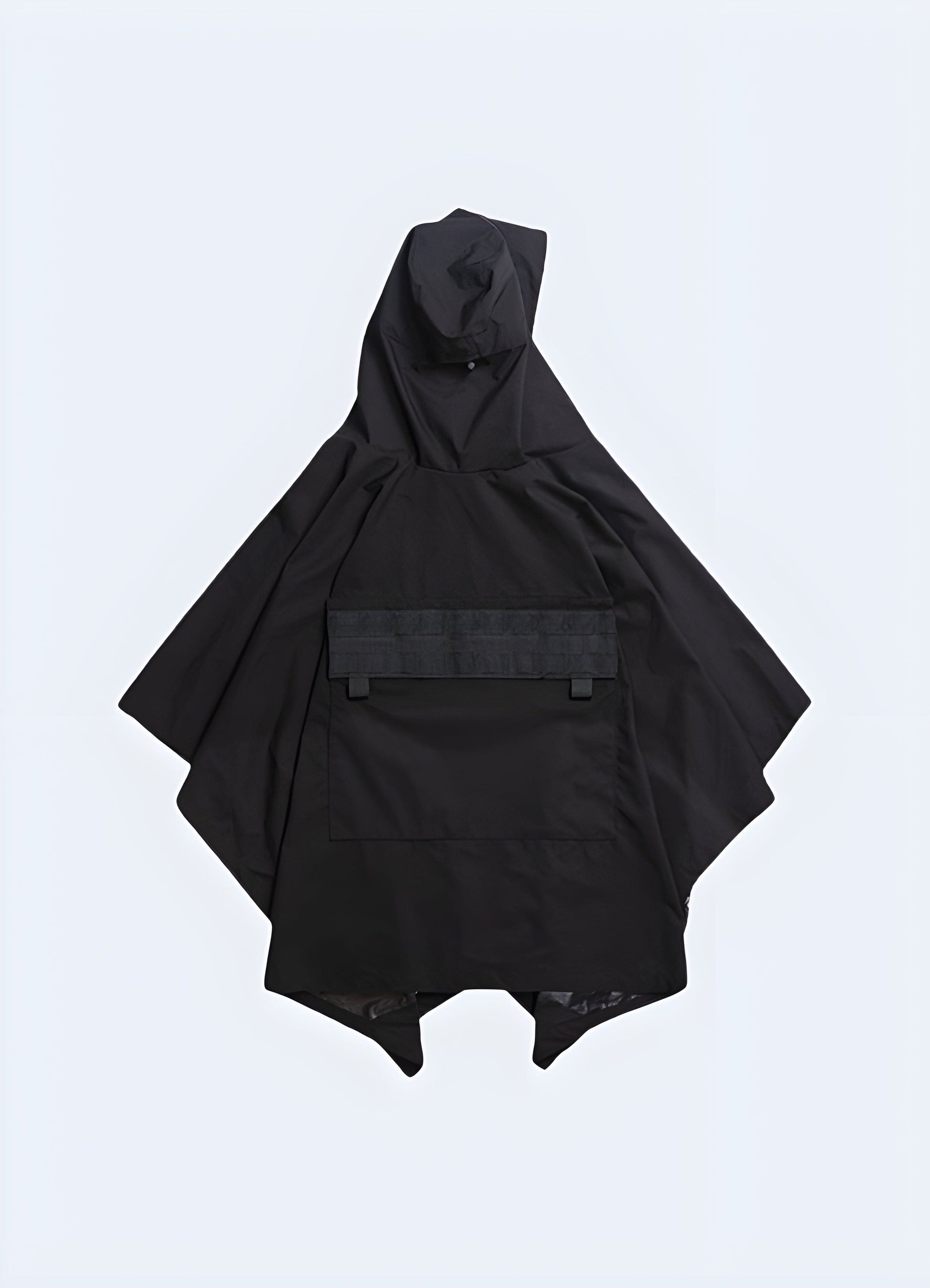 Model presenting the back view of a tactical cloak, emphasizing its high-quality materials and attention to detail for optimal performance and durability in the UK.