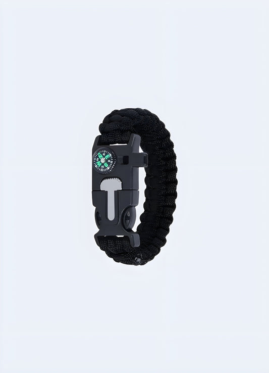 Tactical paracord bracelet 5-in-1 from the UK, featuring a multi-functional design with integrated survival tools.