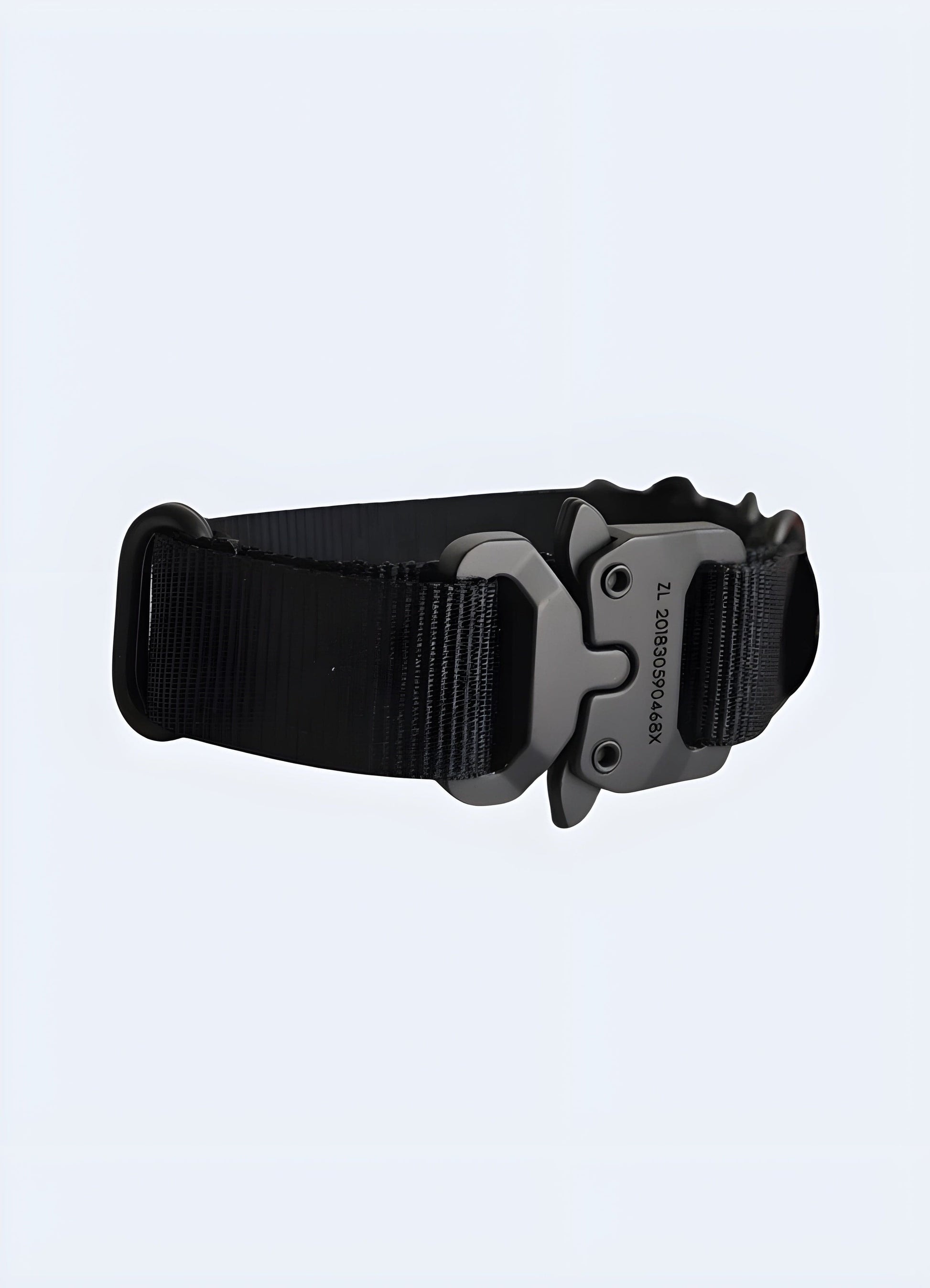 Techwear buckle bracelet in grey, UK, shown from the front view, emphasizing its minimalist style.