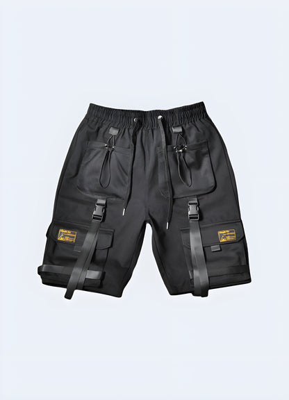 Stylish techwear cargo shorts for men, designed for functionality and urban fashion in the UK.