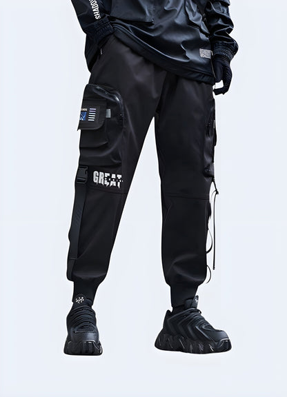 High-performance techwear cargo trousers available in the UK, featuring advanced materials and multi-functional pockets for urban explorers and tech enthusiasts.