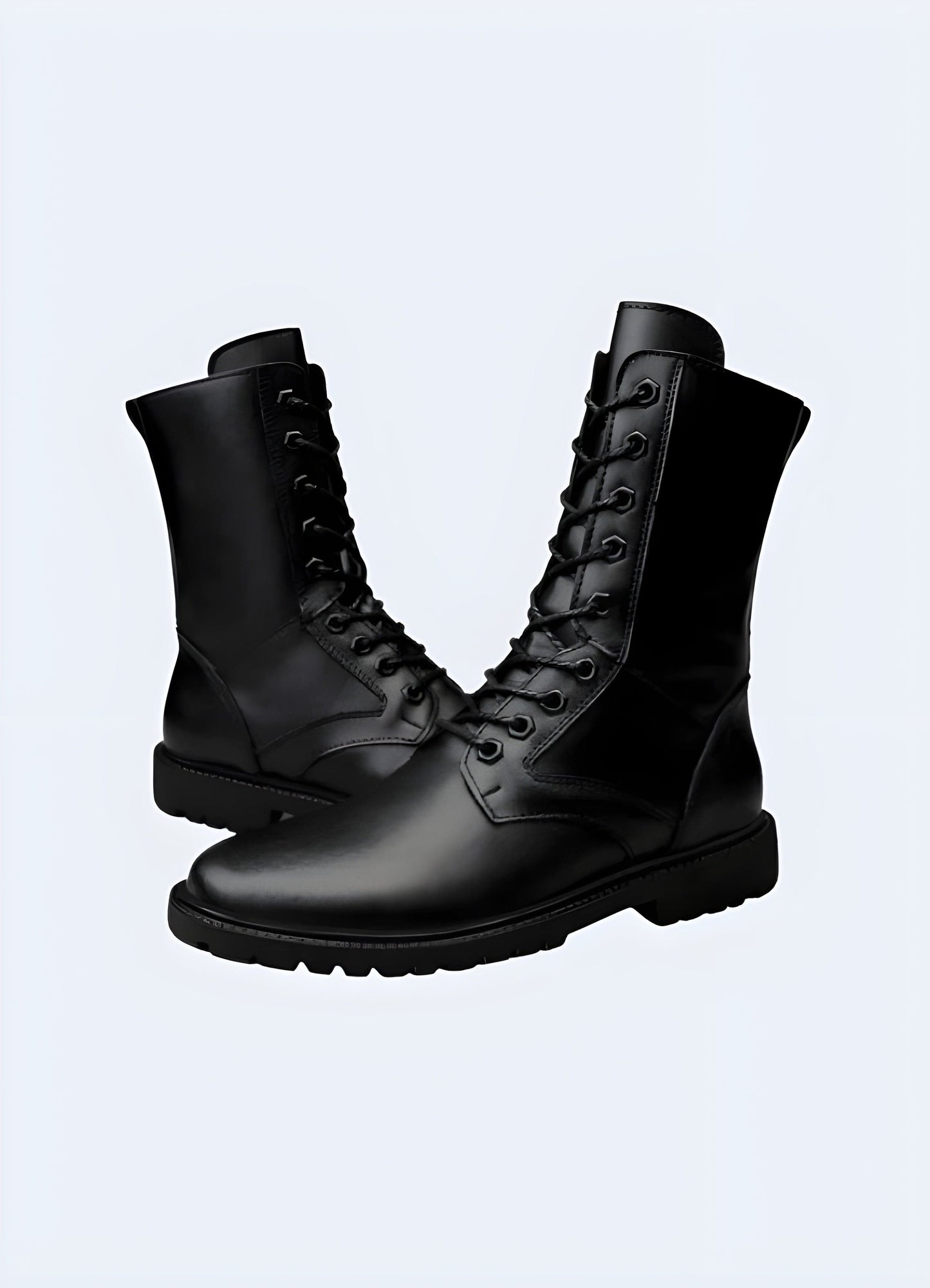 Front and back side view of cutting-edge techwear combat boots, highlighting their innovative construction and versatile design, perfect for urban and outdoor use in the UK.