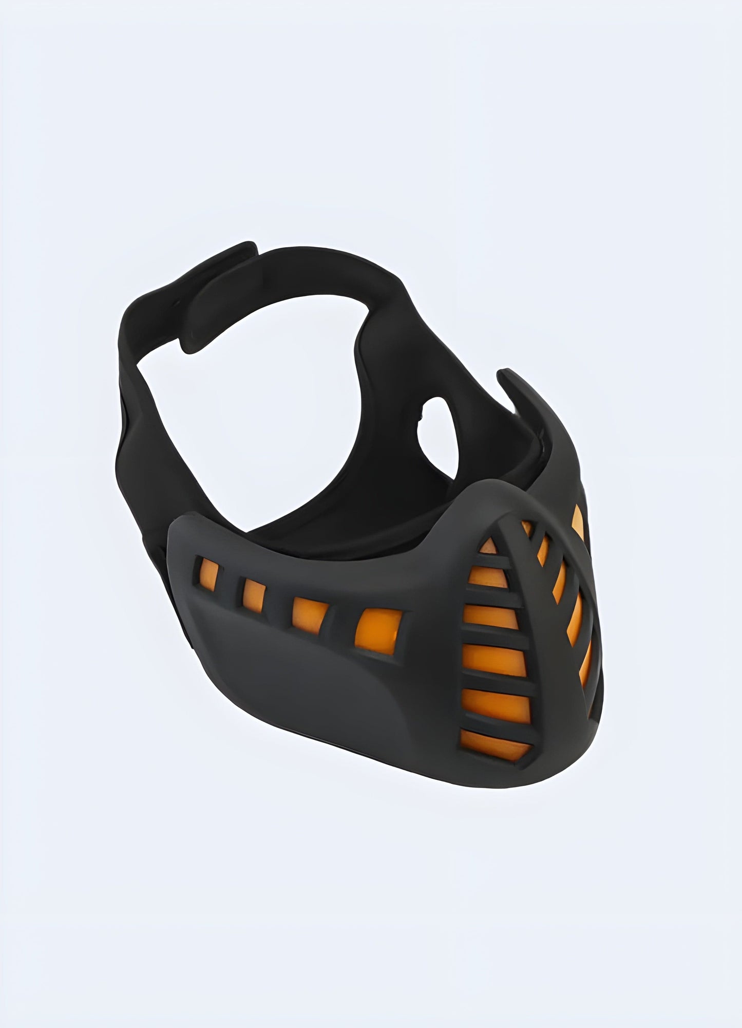 Front side view of techwear LED mask showcasing its illuminated display and modern aesthetics. Perfect for enhancing your futuristic look.