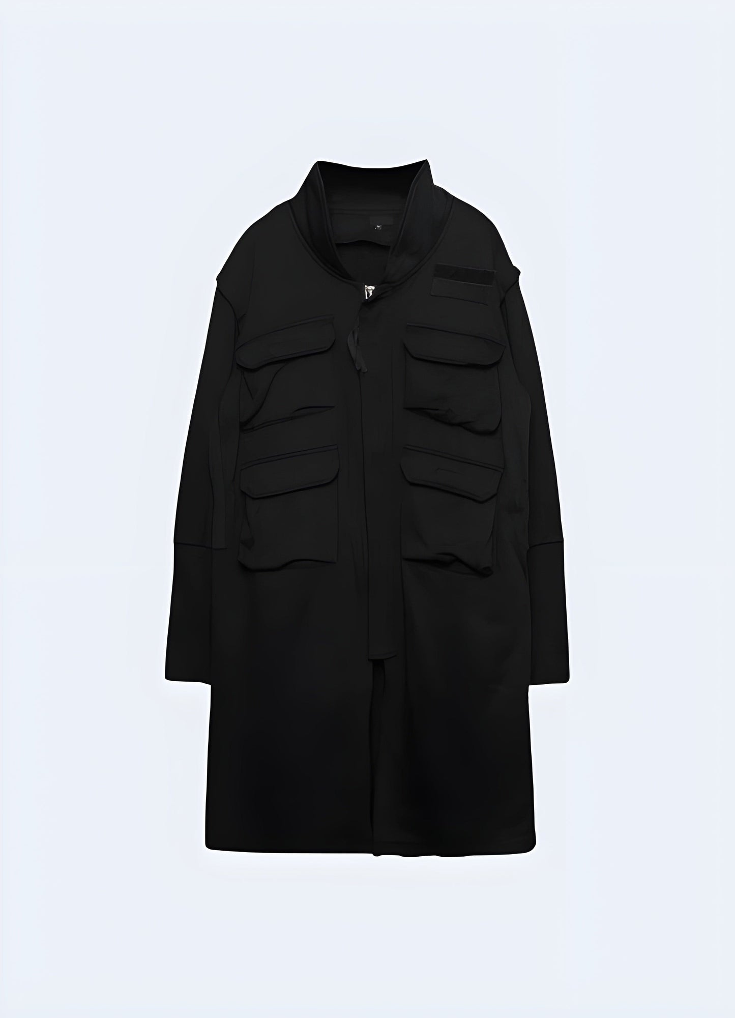 Techwear long coat, an essential piece for streetwear fashion enthusiasts in the UK.