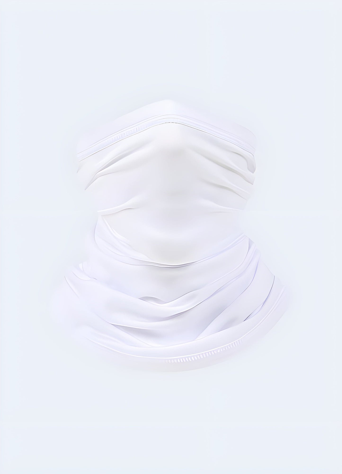 A chic white techwear scarf presented in a front view, highlighting its minimalist design and modern appeal in the UK.