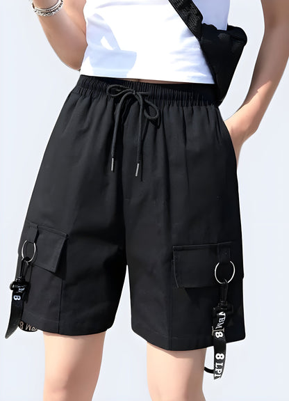 Women's techwear shorts, featuring a sleek and modern design, perfect for urban exploration and outdoor activities in the UK..