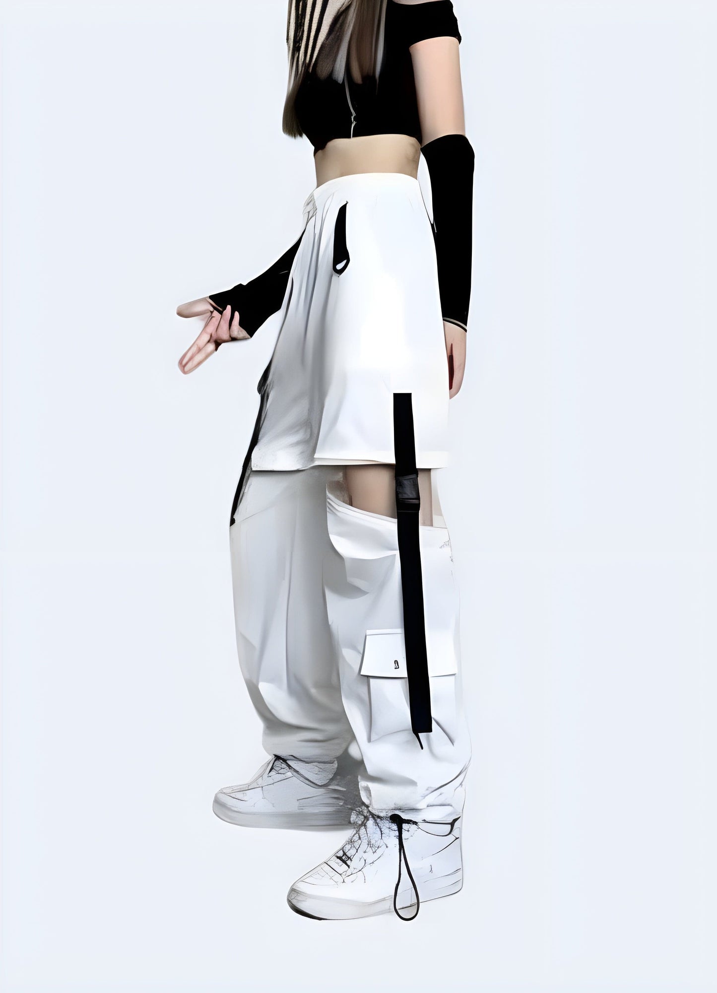 Innovative and stylish techwear white pants for women, designed for comfort and performance, perfect for UK fashion enthusiasts.