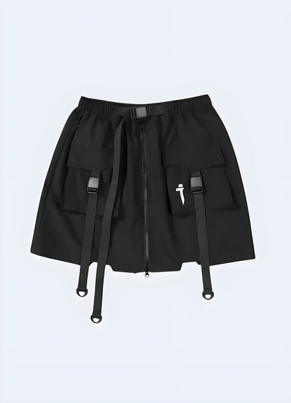 Stylish techwear skirt for women with practical, functional pockets, perfect for everyday wear and outdoor activities in the UK.