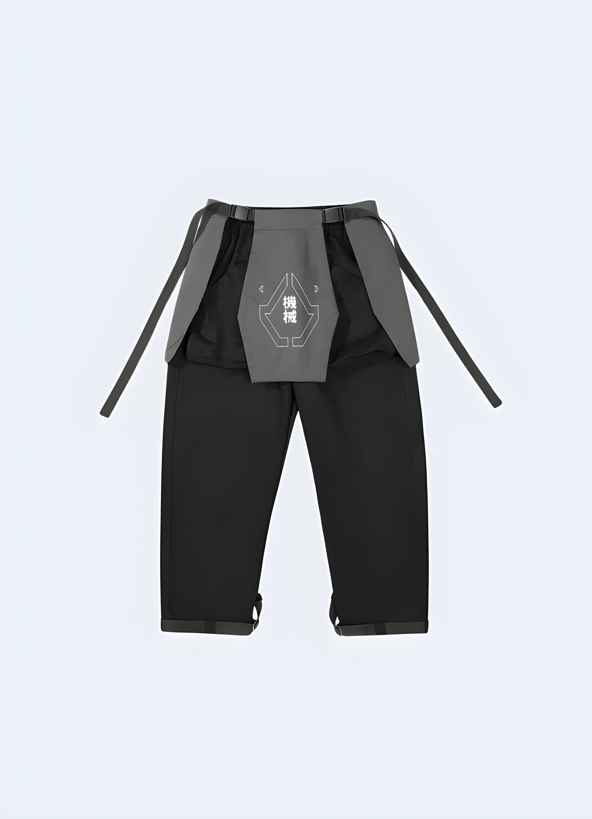 Stylish cyberpunk trousers for men featuring a sleek black base with eye-catching neon green design elements, front view, ideal for UK streetwear and alternative fashion.