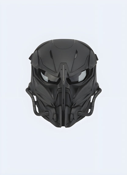 Embrace the intimidating aesthetics of battle with this warcore mask black UK.