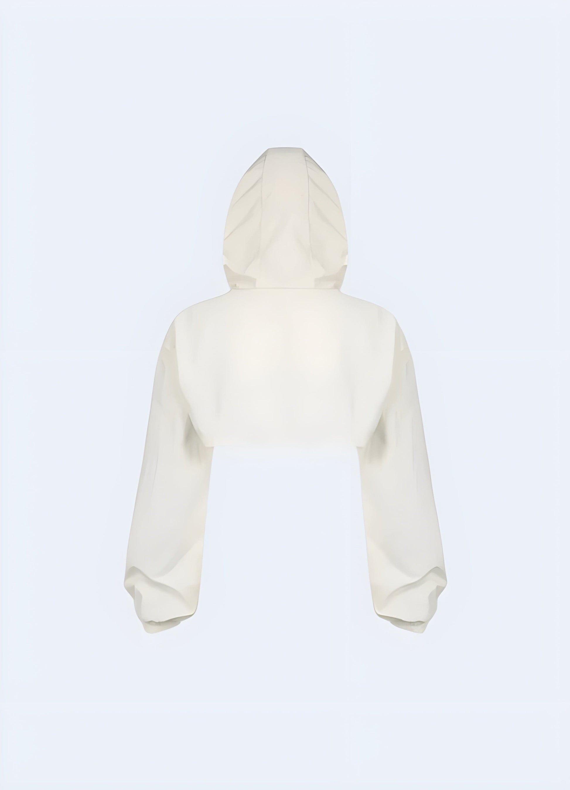 Back view of a white turtleneck crop top, showcasing its high-quality construction and attention to detail for fashion-conscious women in the UK.