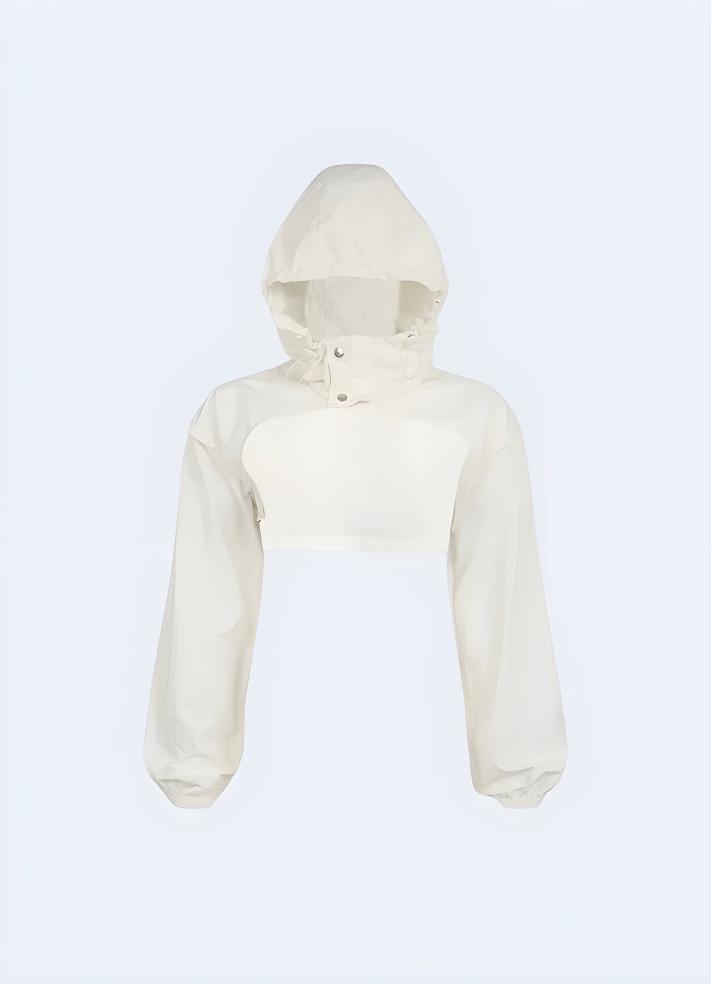 Front view of a white turtleneck crop top, emphasizing its clean lines and classic silhouette for a timeless fashion statement in the UK.