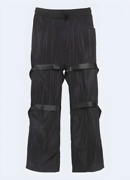 Back view of contemporary wide-leg cargo pants, emphasizing the garment's voluminous shape and versatile style, a must-have for UK consumers seeking a bold and comfortable look.