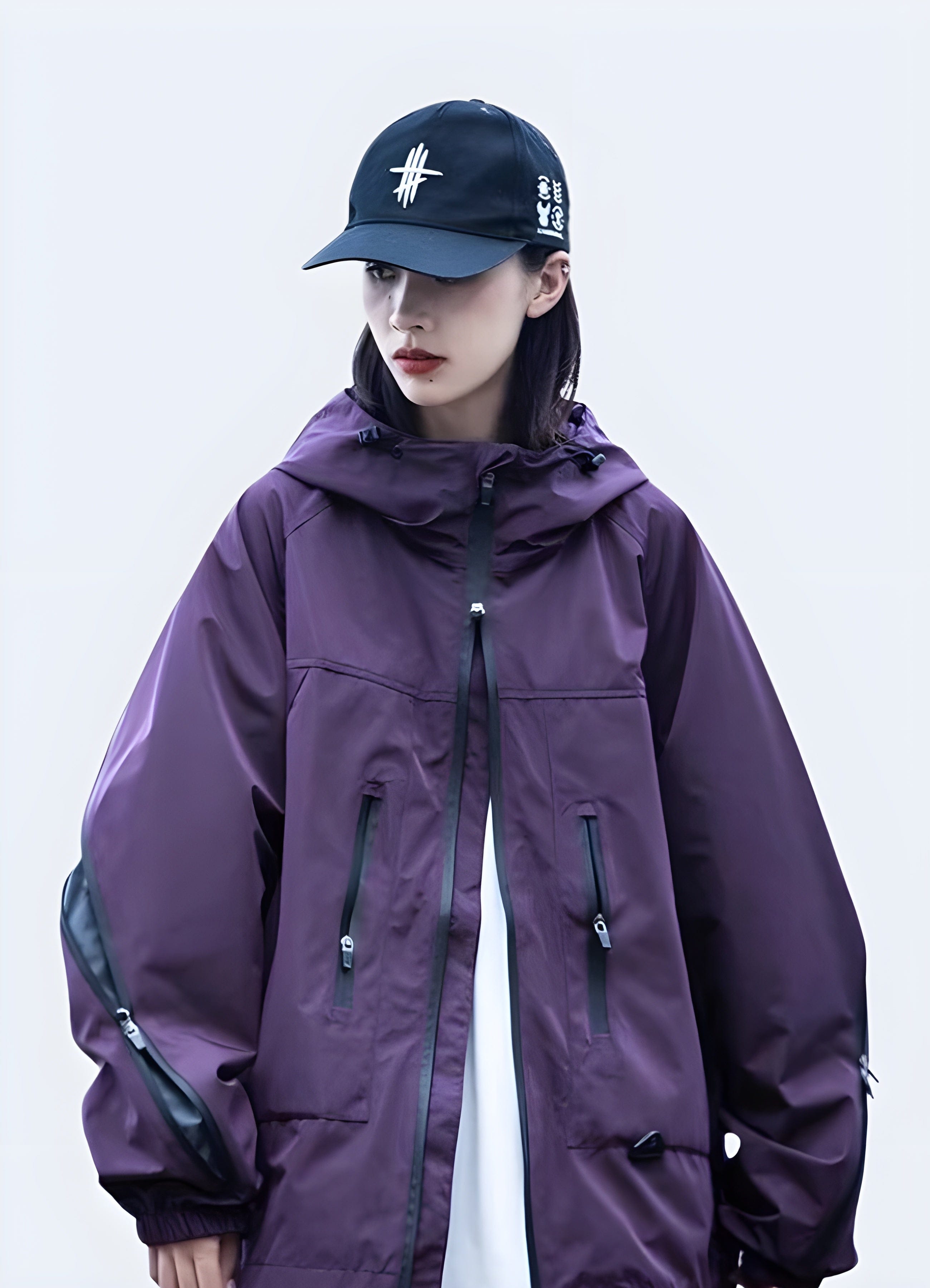 Womens purple windbreaker top