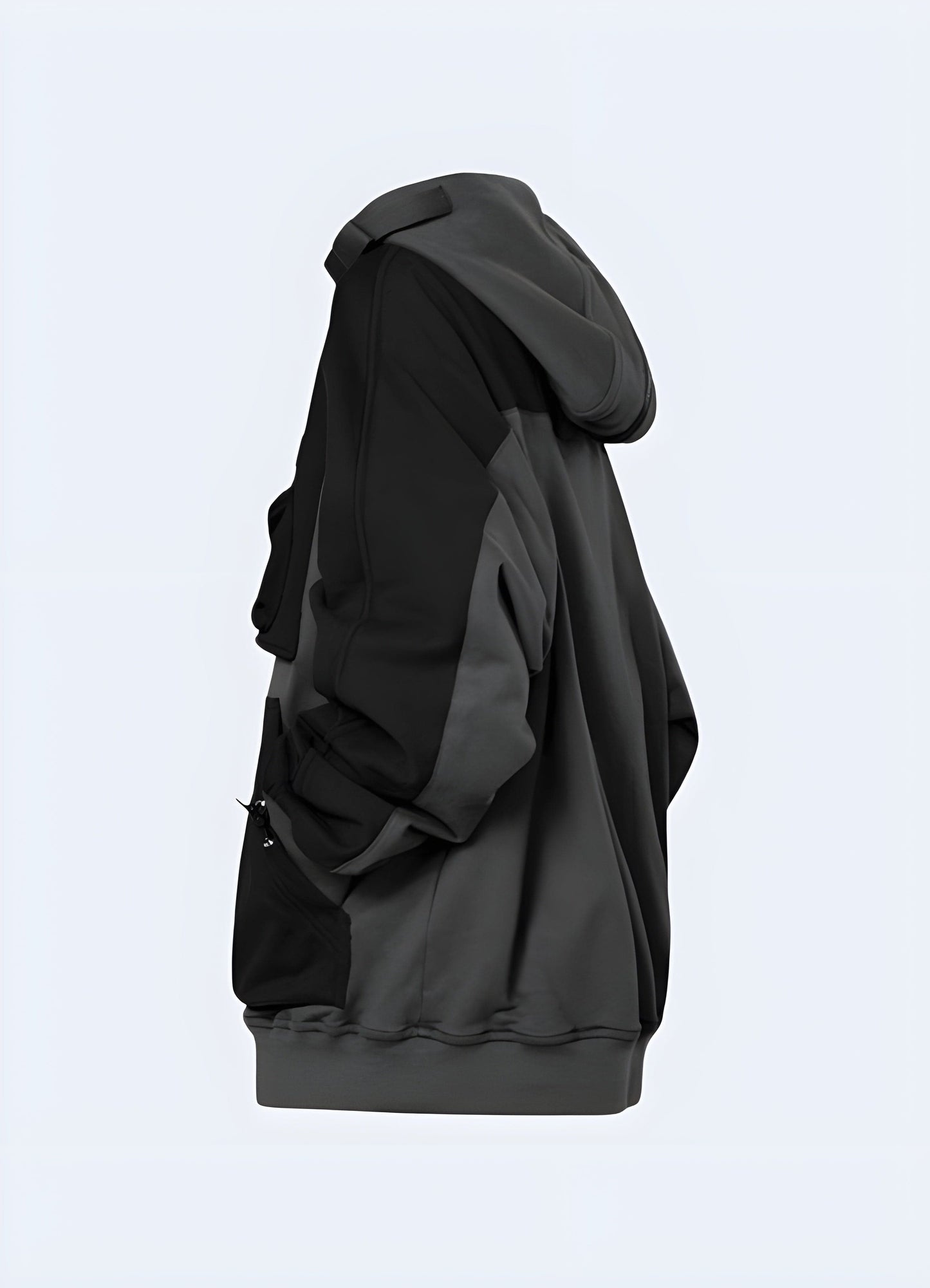 Back view of a women's cyberpunk jacket, showcasing its unique design elements and high-quality construction for the alternative fashion scene in the UK.