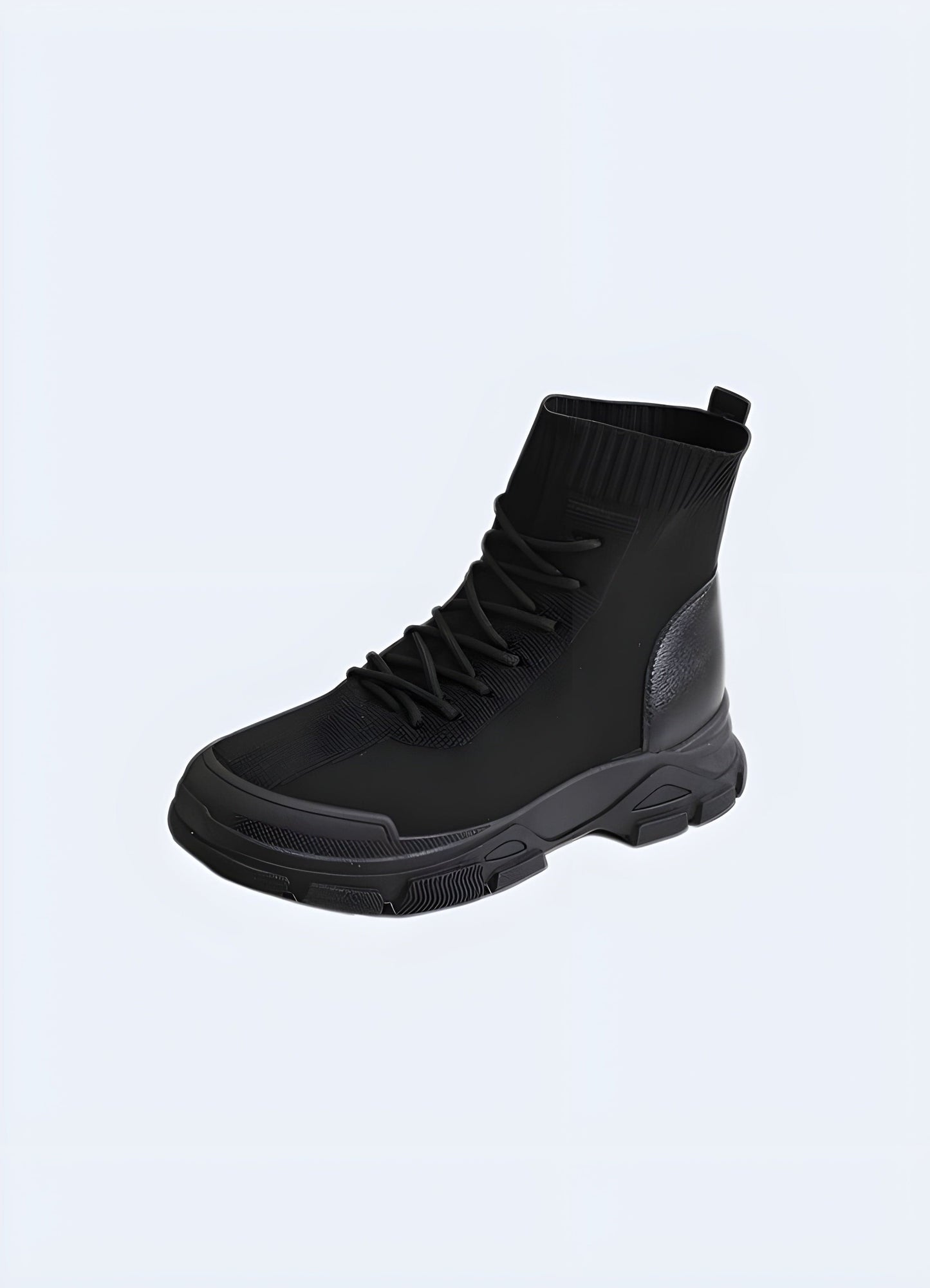 Women's high-top ninja shoes, featuring a sleek and stealthy design inspired by traditional ninja footwear, perfect for making a bold statement in UK streetwear fashion.