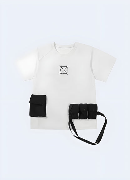 Front view of a white women's tactical shirt with pockets, featuring a clean and versatile design for both outdoor and casual wear in the UK.