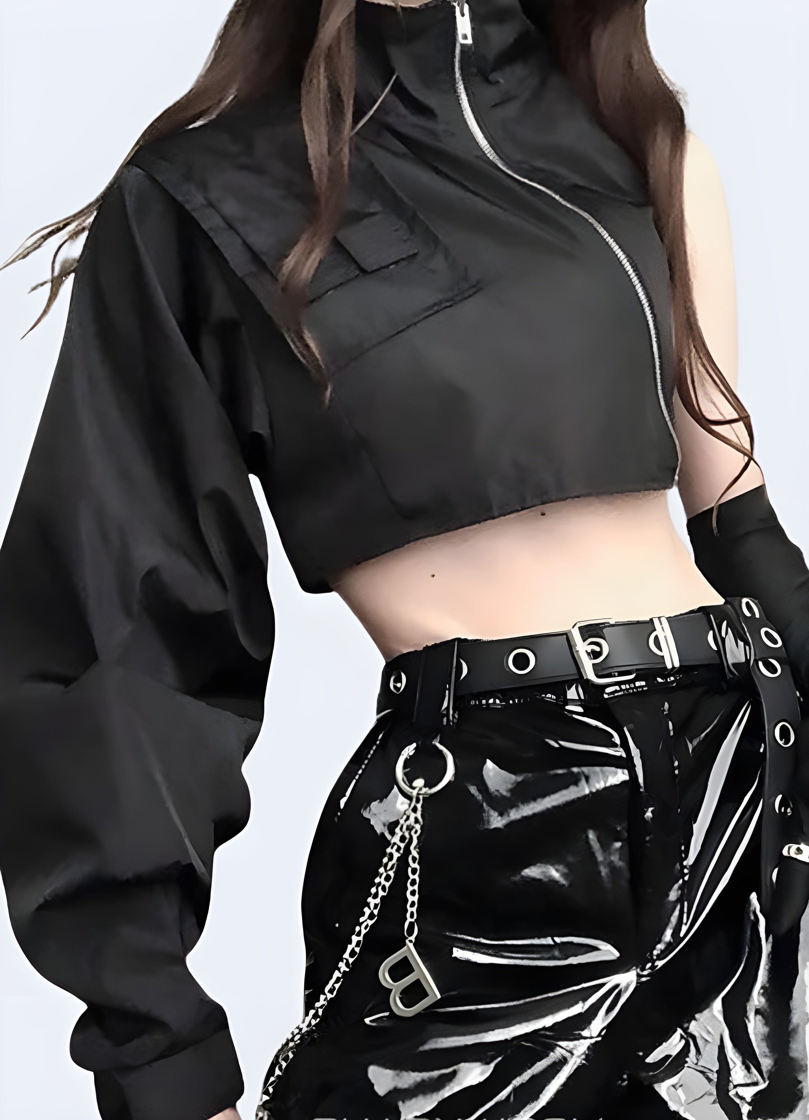 Techwear One Sleeve Jacket with Zipper
