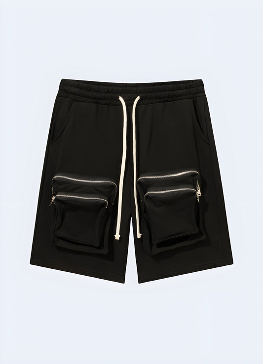 Functional zipper cargo shorts for men, designed for practicality and style in the UK.