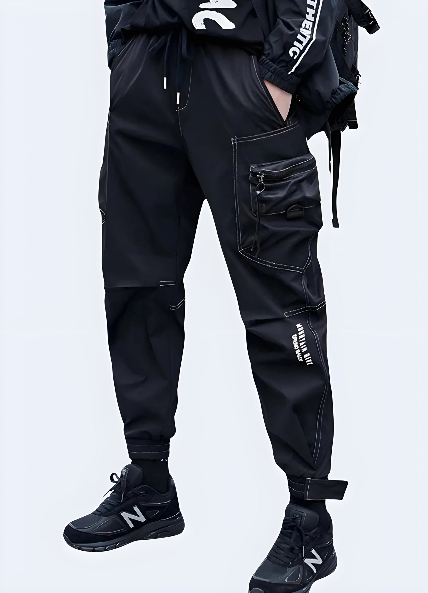 Fashionable black skinny cargo pants available in the UK, combining a sleek, slim fit with functional cargo pockets for a trendy and practical look.