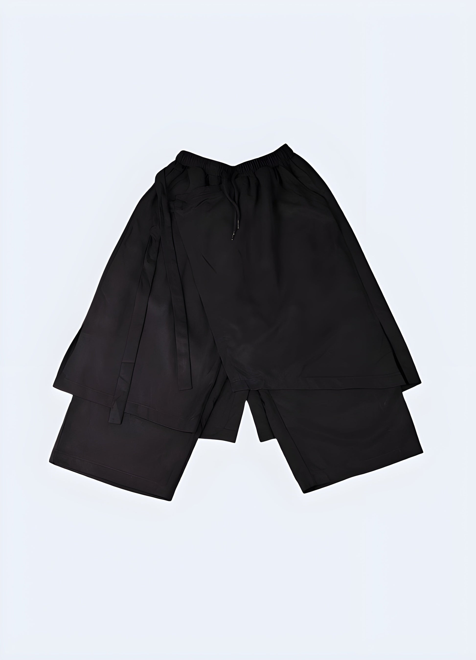 Front view of trendy hakama pants designed for streetwear, emphasizing the unique style and high-quality materials, a must-have for UK fashion enthusiasts looking to stand out from the crowd.