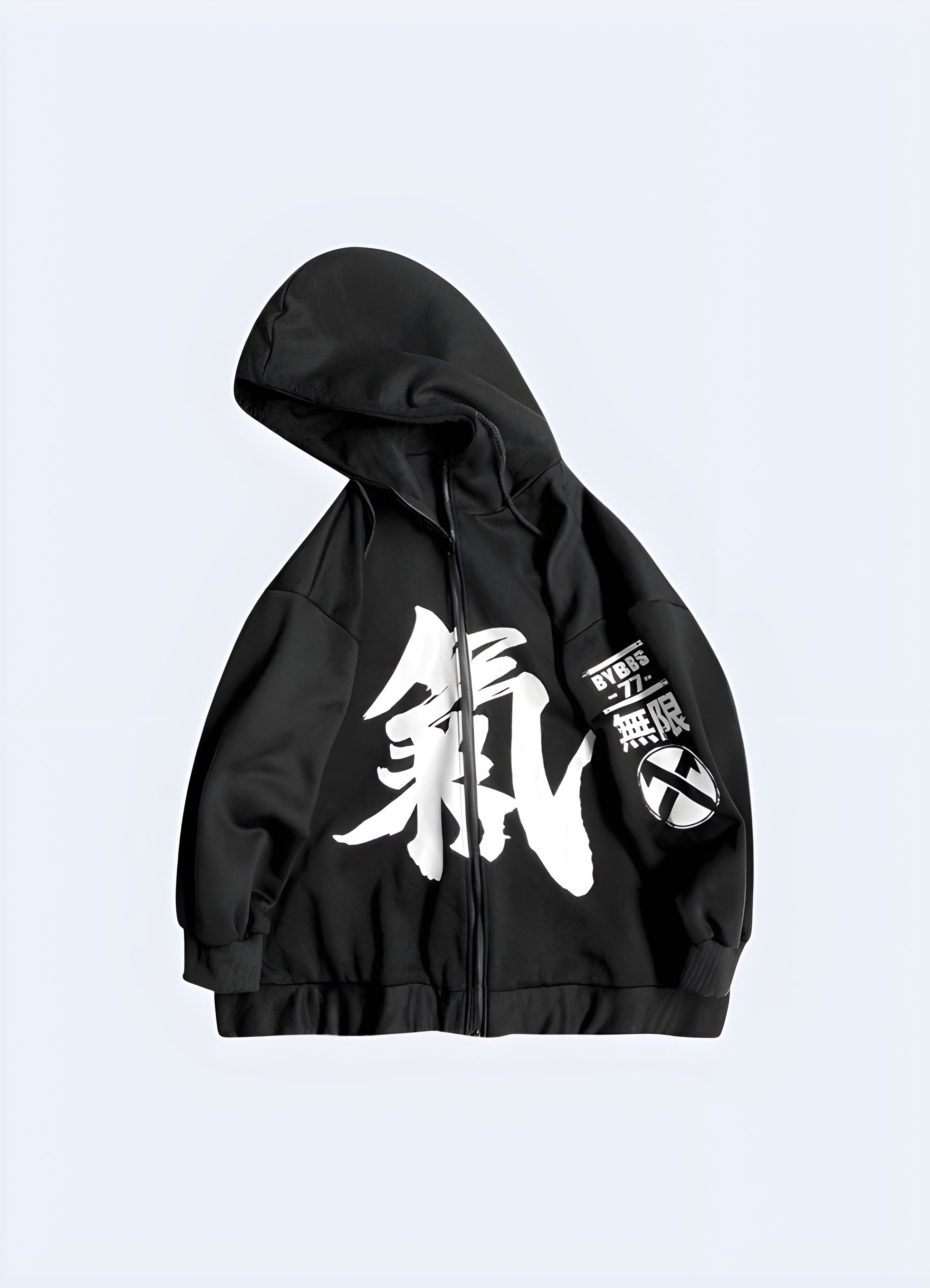 Black japanese hoodie best sale