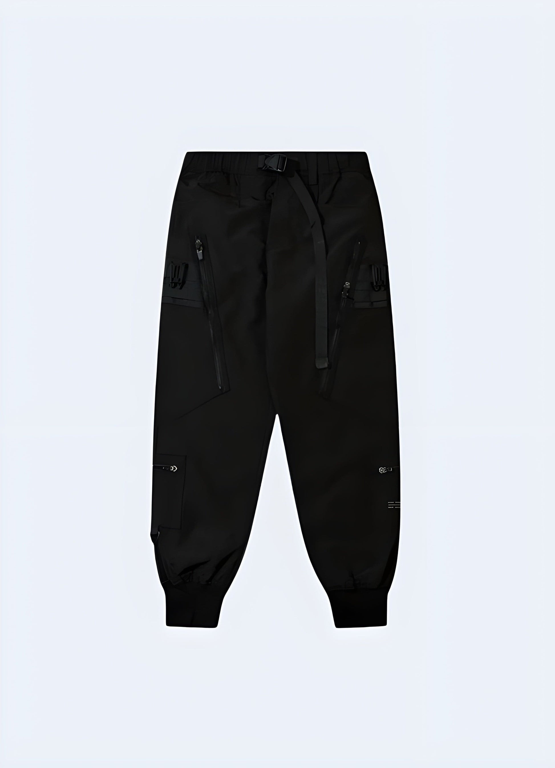  Front view of fashionable Japanese streetwear pants, highlighting the innovative design and attention to detail, a must-have for UK streetwear enthusiasts looking to elevate their wardrobe.