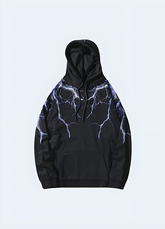 Stylish lightning bolt hoodie, perfect for making a bold fashion statement and adding an electrifying touch to your wardrobe in the UK.