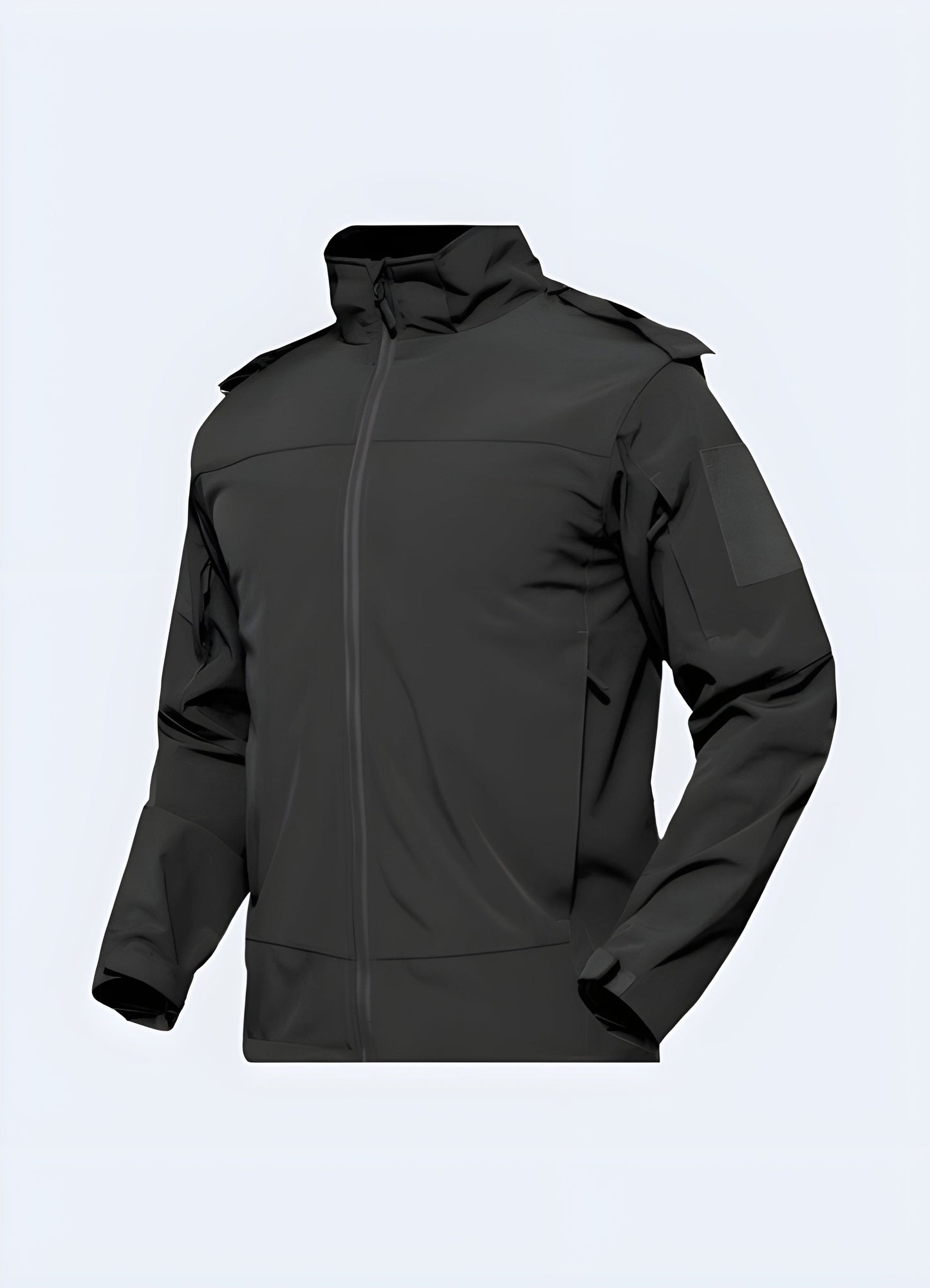 High-performance tactical rain jacket, designed to provide reliable protection and comfort in UK's wet weather conditions, perfect for outdoor enthusiasts and professionals.