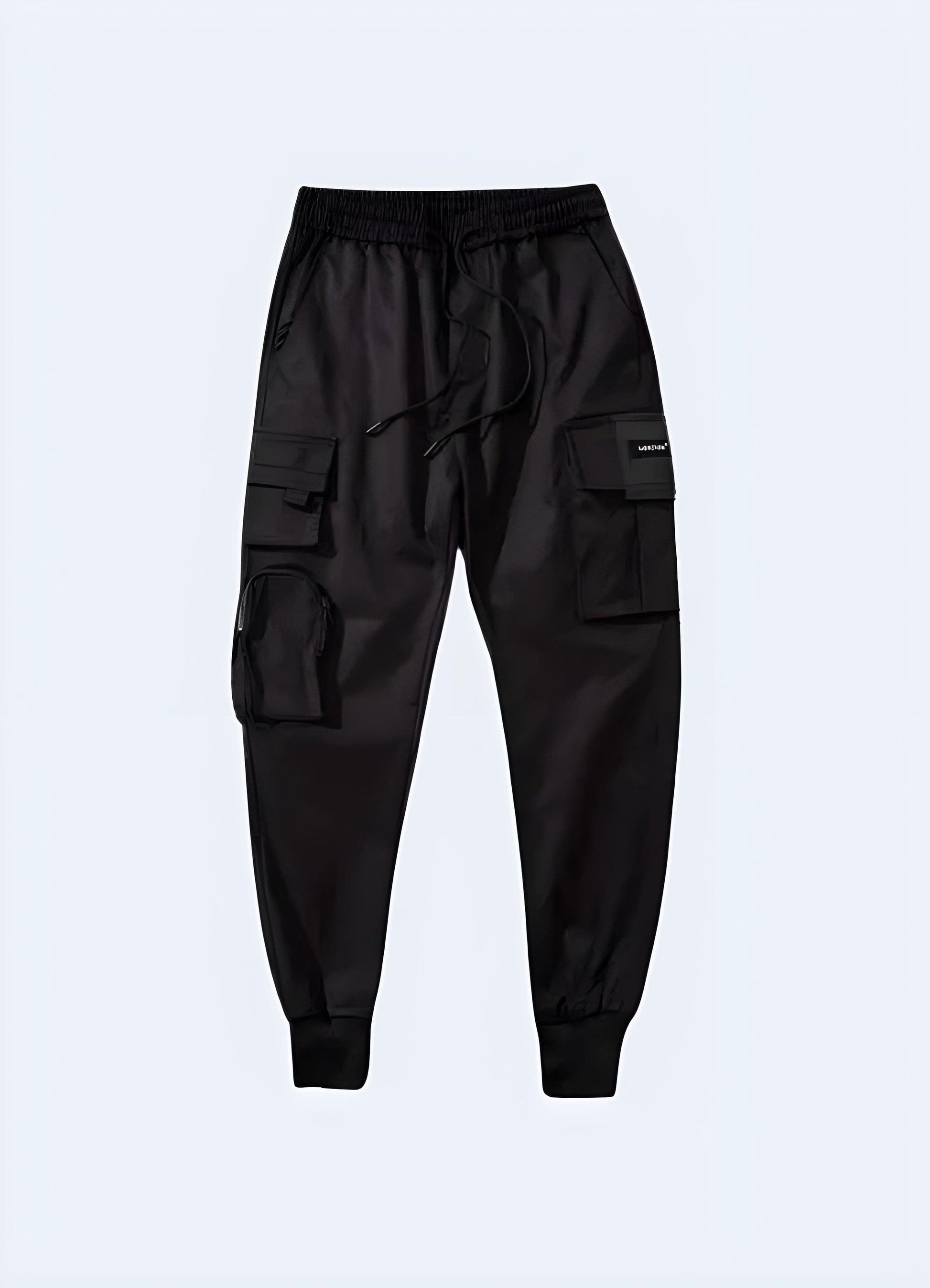  Front view of innovative techwear jeans, highlighting the premium materials and modern design, a must-have for UK consumers seeking both durability and contemporary style.