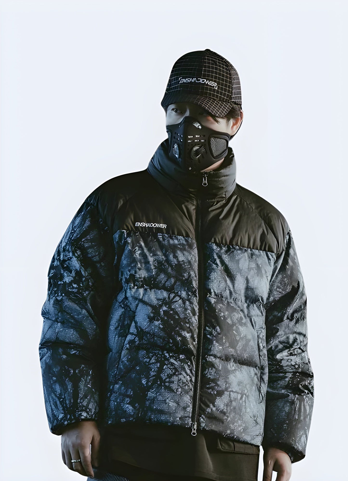 High-performance techwear puffer jacket, designed for optimal warmth, comfort, and style in the UK's urban environments.