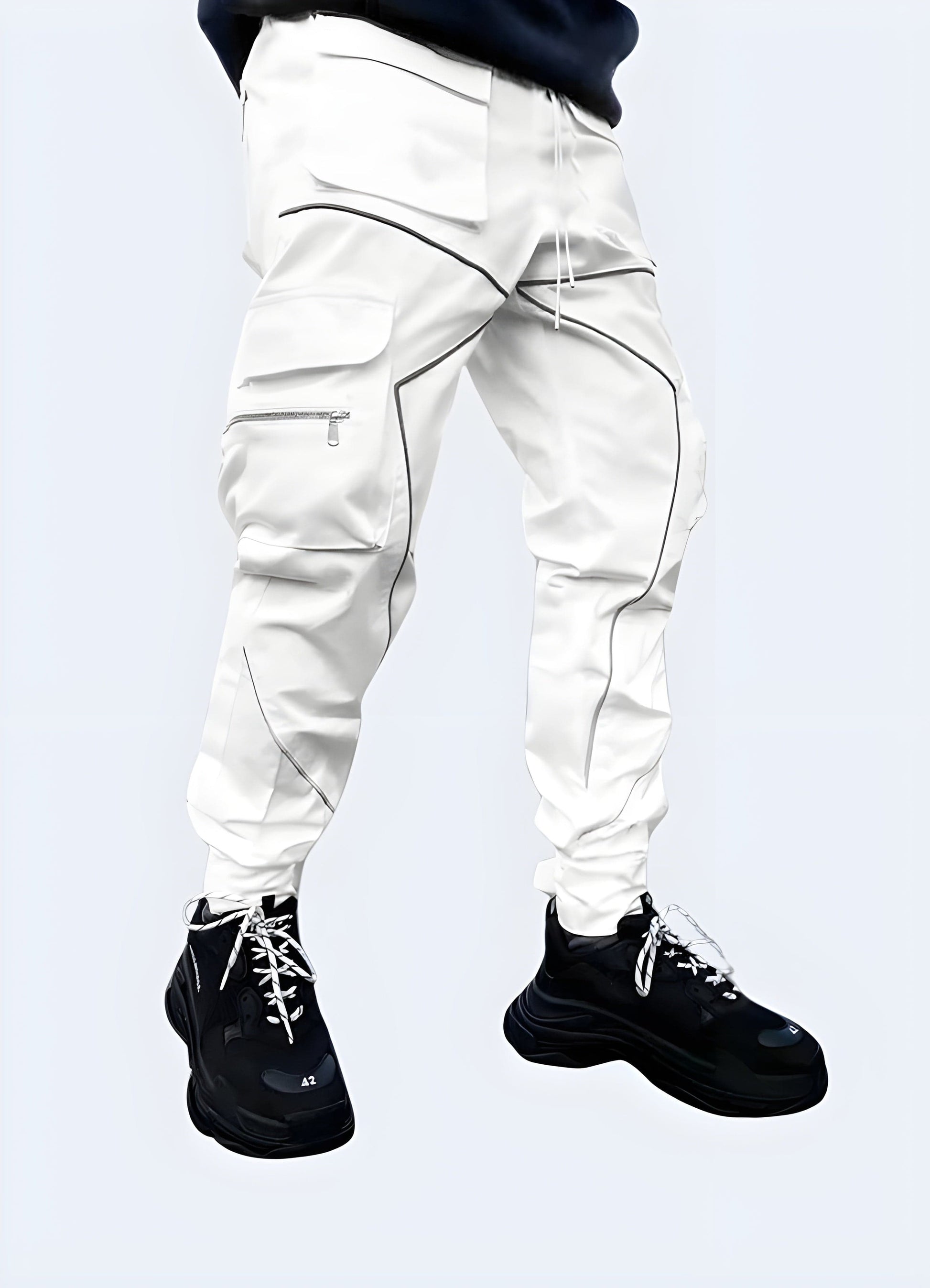 White tactical pants designed for functionality and style, perfect for outdoor enthusiasts and fashion-forward individuals in the UK.